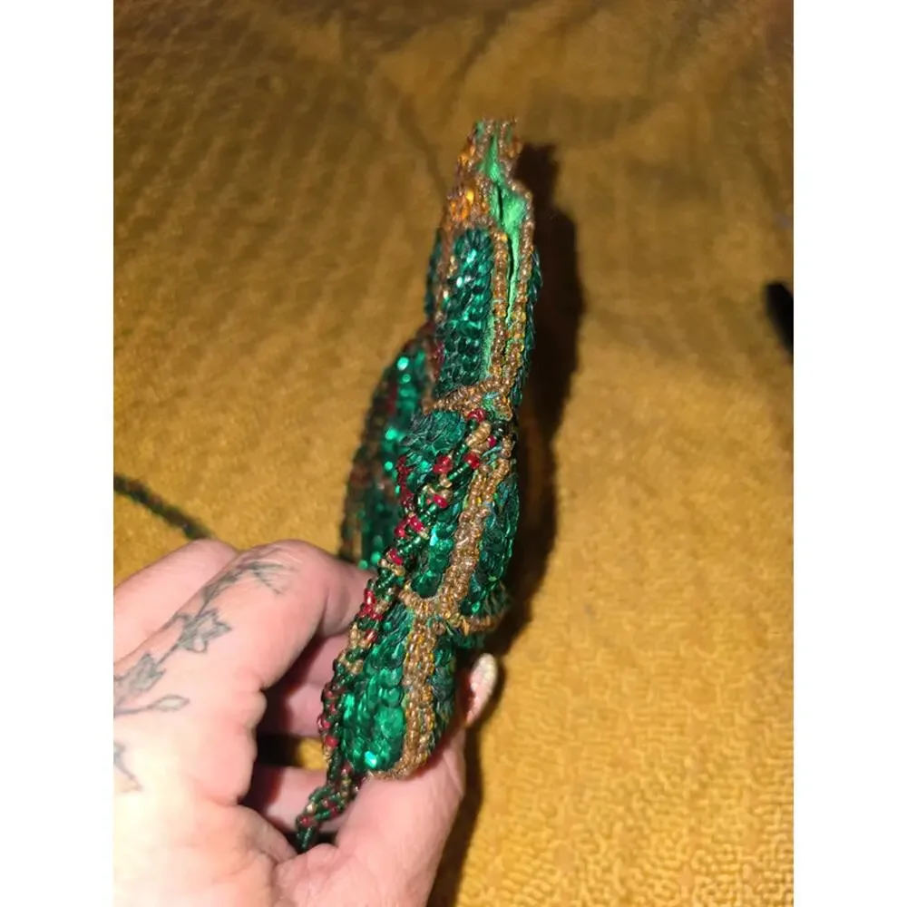 Vintage Quacker Factory Sequined Christmas Tree Crossbody Bag